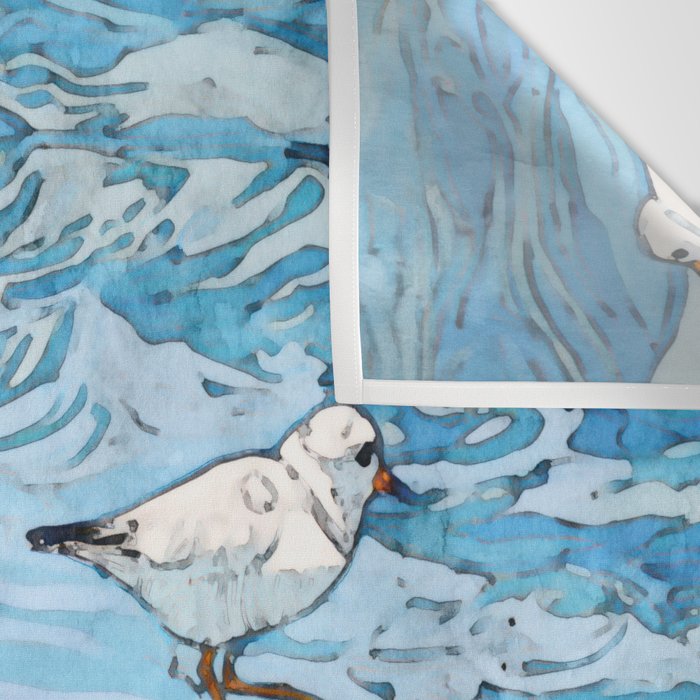 Piping Plovers in the Surf Watercolor Wall Tapestry Gallery Image 3
