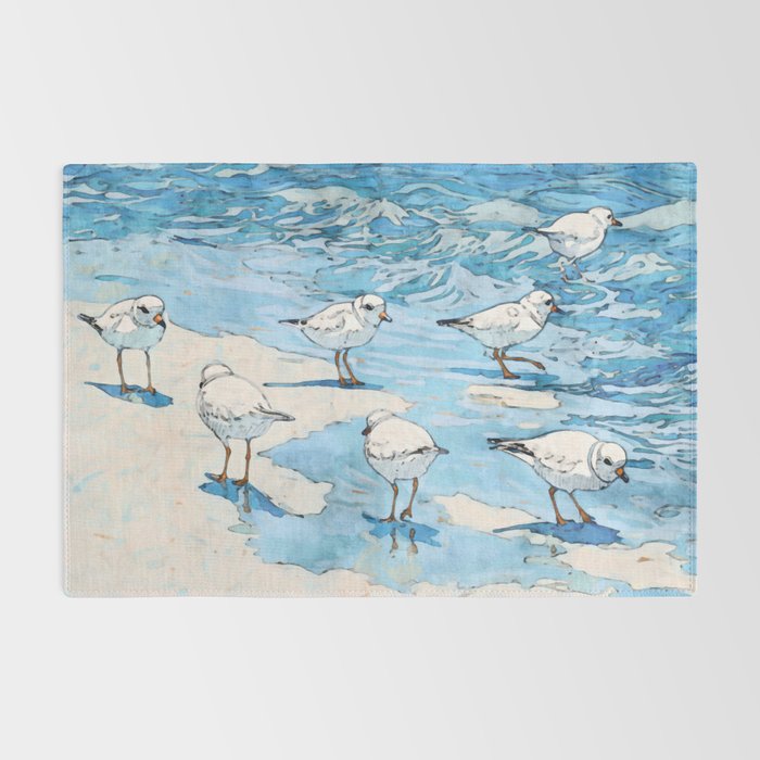 Piping Plovers in the Surf Watercolor Rug Gallery Image 2