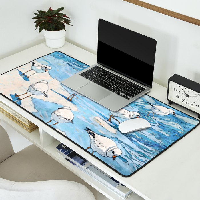 Piping Plovers in the Surf Watercolor Desk Mat Gallery Image 2