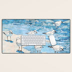 Piping Plovers in the Surf Watercolor Desk Mat Gallery Image 1