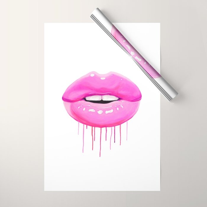 Pink lips Wrapping Paper Gallery Image 1