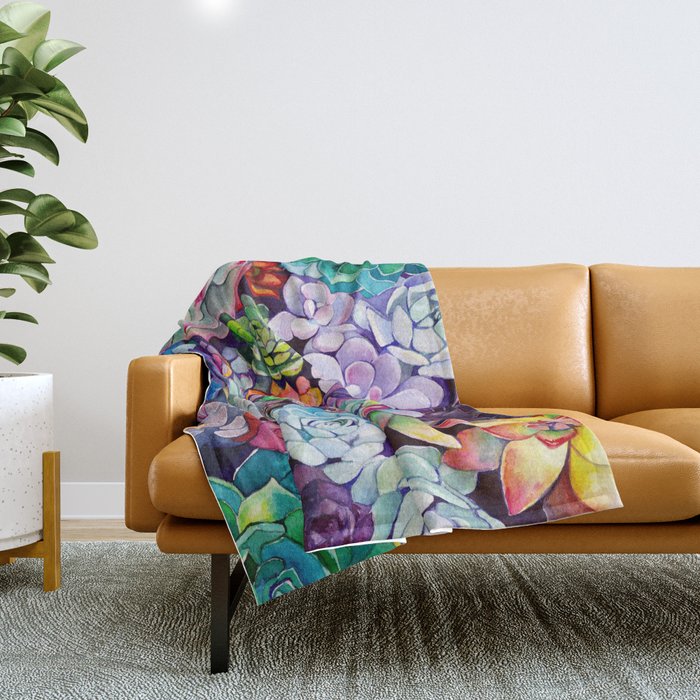 Succulent Garden Throw Blanket Gallery Image 1