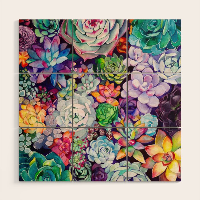 Succulent Garden Wood Wall Art Gallery Image 1
