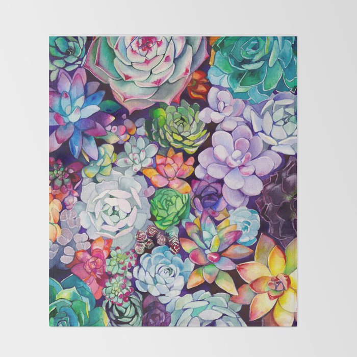 Succulent Garden Throw Blanket Gallery Image 2