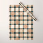 Cozy heirloom Rustic plaid Geometric Gold Navy Wrapping Paper Gallery Image 1