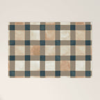 Cozy heirloom Rustic plaid Geometric Gold Navy Welcome Mat Gallery Image 1
