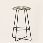 Cozy heirloom Rustic plaid Geometric Gold Navy Stool Gallery Image 1