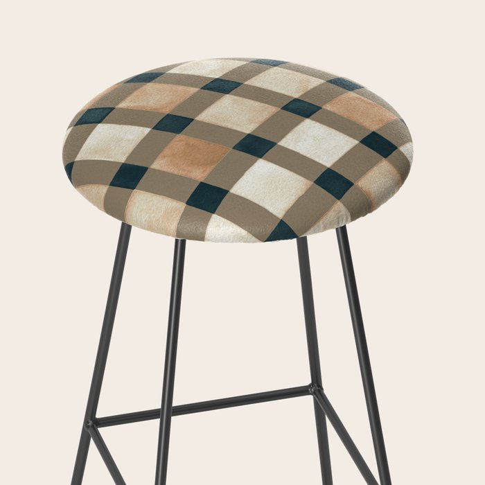 Cozy heirloom Rustic plaid Geometric Gold Navy Stool Gallery Image 2
