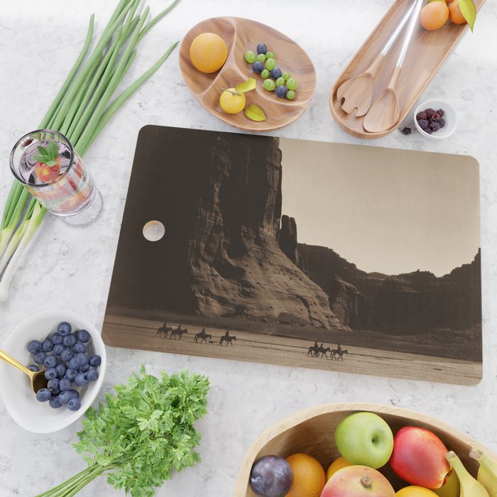 Navajo Riders - Canyon de Chelly - Edward Curtis Photo Print Cutting Board Gallery Image 2
