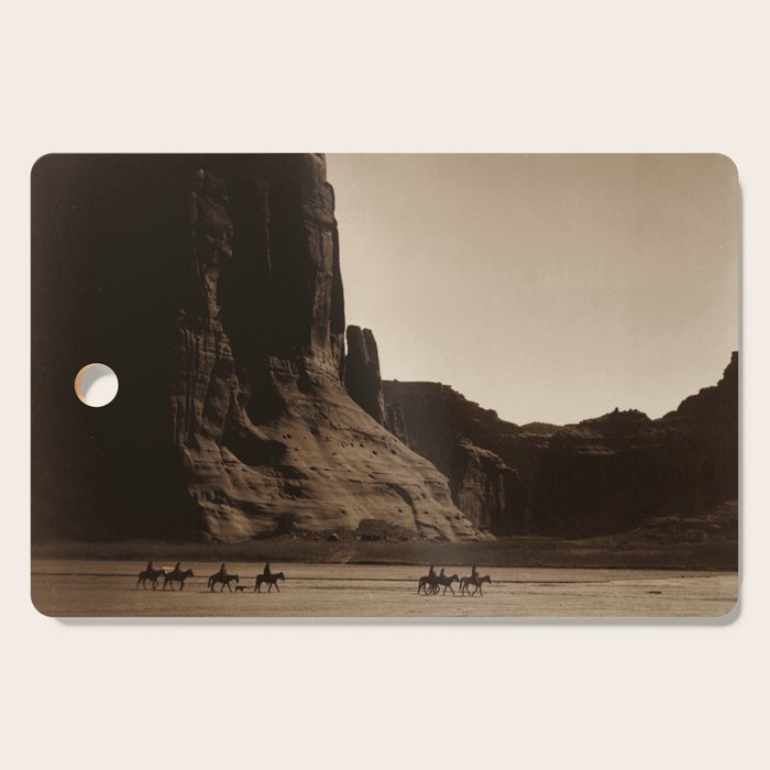 Navajo Riders - Canyon de Chelly - Edward Curtis Photo Print Cutting Board Gallery Image 1