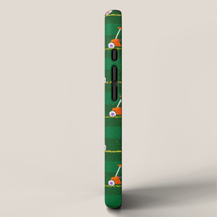 Retro Golf Cart Rides in Emerald Green & Orange iPhone Case Gallery Image 2