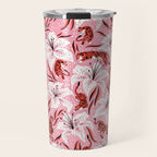 Tigers & Tiger Lilies - Vermilion & Pink Travel Mug Gallery Image 1
