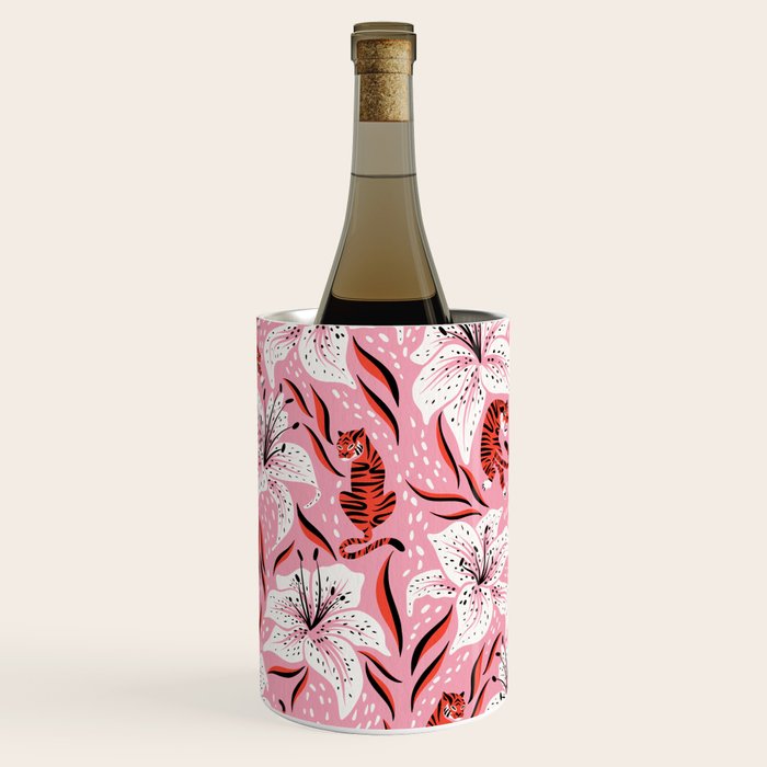 Tigers & Tiger Lilies - Vermilion & Pink Wine Chiller Gallery Image 2
