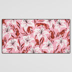 Tigers & Tiger Lilies - Vermilion & Pink Desk Mat Gallery Image 3