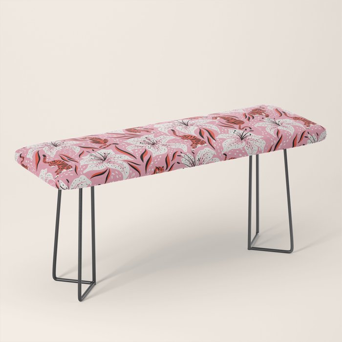 Tigers & Tiger Lilies - Vermilion & Pink Bench Gallery Image 1