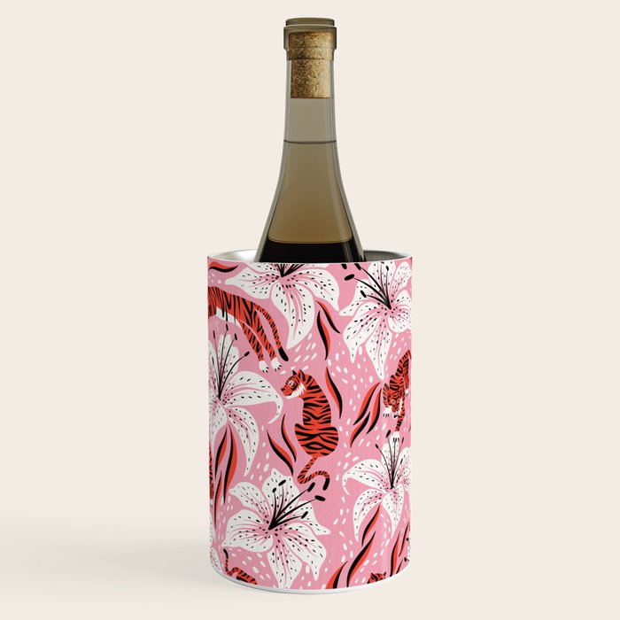 Tigers & Tiger Lilies - Vermilion & Pink Wine Chiller Gallery Image 3