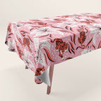 Tigers & Tiger Lilies - Vermilion & Pink Tablecloth Gallery Image 1