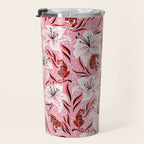 Tigers & Tiger Lilies - Vermilion & Pink Travel Mug Gallery Image 3
