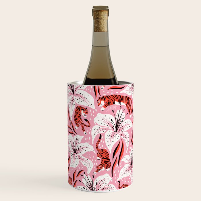 Tigers & Tiger Lilies - Vermilion & Pink Wine Chiller Gallery Image 1