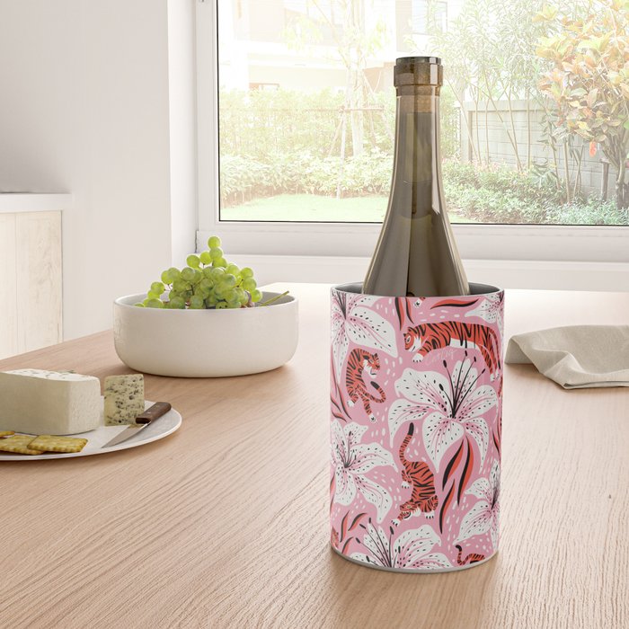 Tigers & Tiger Lilies - Vermilion & Pink Wine Chiller Gallery Image 4
