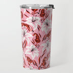 Tigers & Tiger Lilies - Vermilion & Pink Travel Mug Gallery Image 2