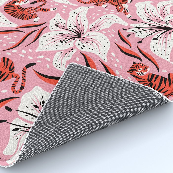 Tigers & Tiger Lilies - Vermilion & Pink Rug Gallery Image 4