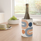Mid Century Modern Geometric 450 in Navy Blue and Orange (Rainbow and Sun Abstraction) Wine Chiller Gallery Image 4