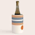 Mid Century Modern Geometric 450 in Navy Blue and Orange (Rainbow and Sun Abstraction) Wine Chiller Gallery Image 2