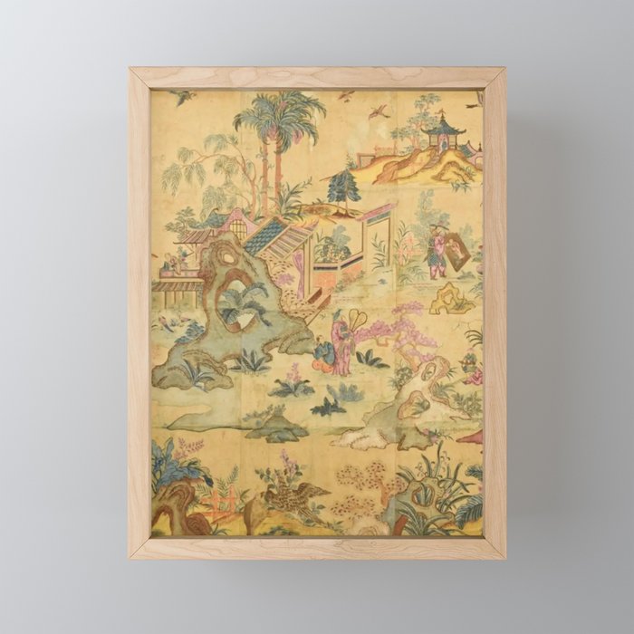 Antique 18th Century French Rococo Chinoiserie Landscape Mini Art Print Gallery Image 1