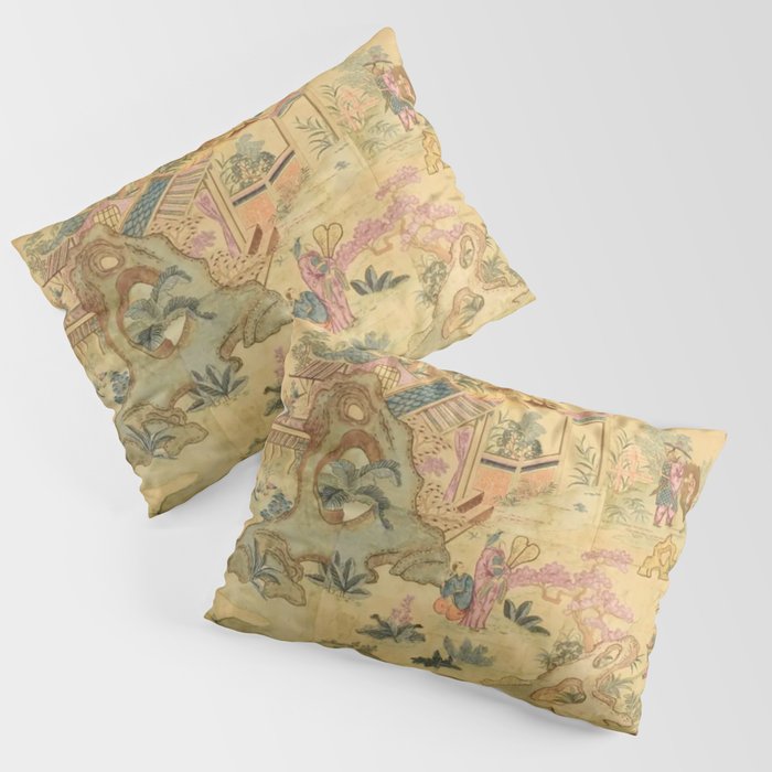 Antique 18th Century French Rococo Chinoiserie Landscape Pillow Sham Gallery Image 3
