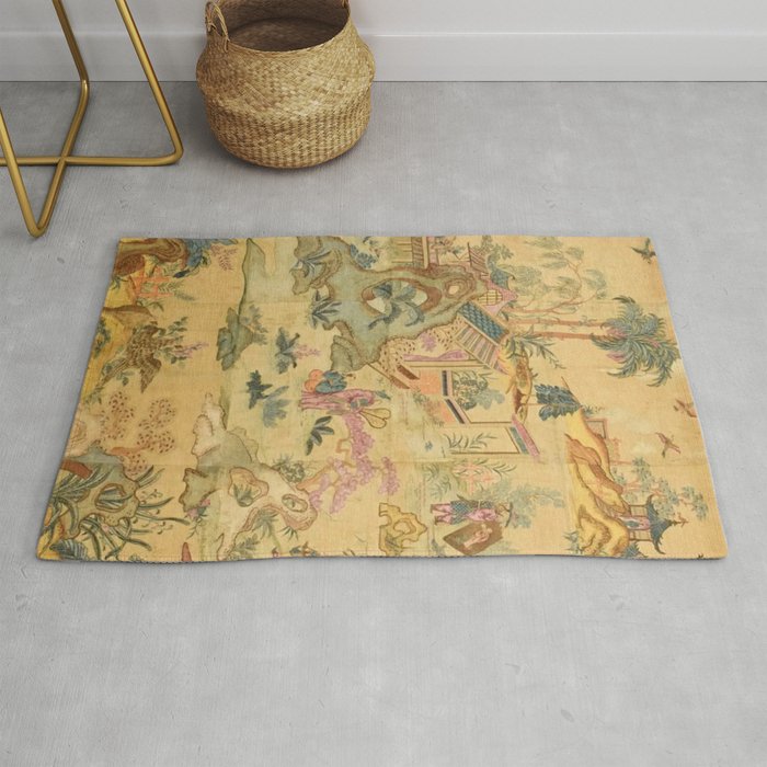 Antique 18th Century French Rococo Chinoiserie Landscape Rug Gallery Image 1