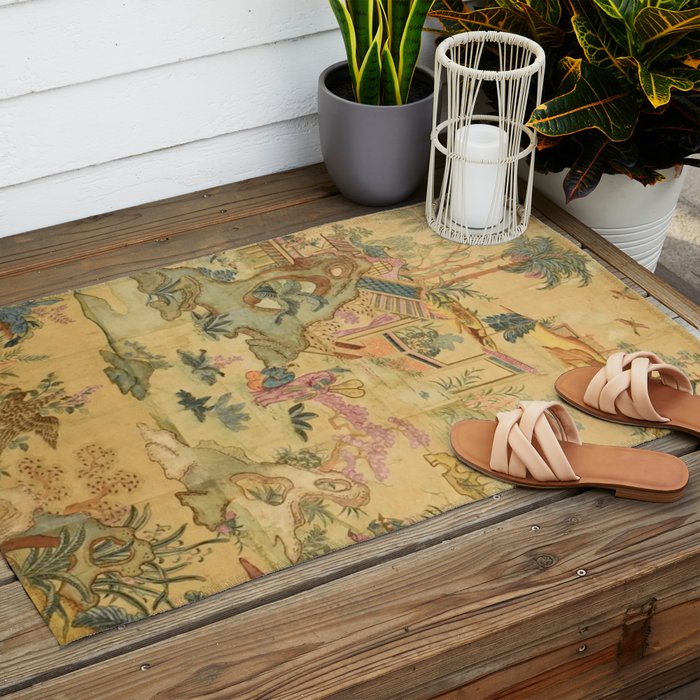 Antique 18th Century French Rococo Chinoiserie Landscape Outdoor Rug ...