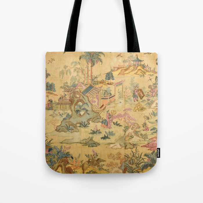 Antique 18th Century French Rococo Chinoiserie Landscape Tote Bag Gallery Image 1