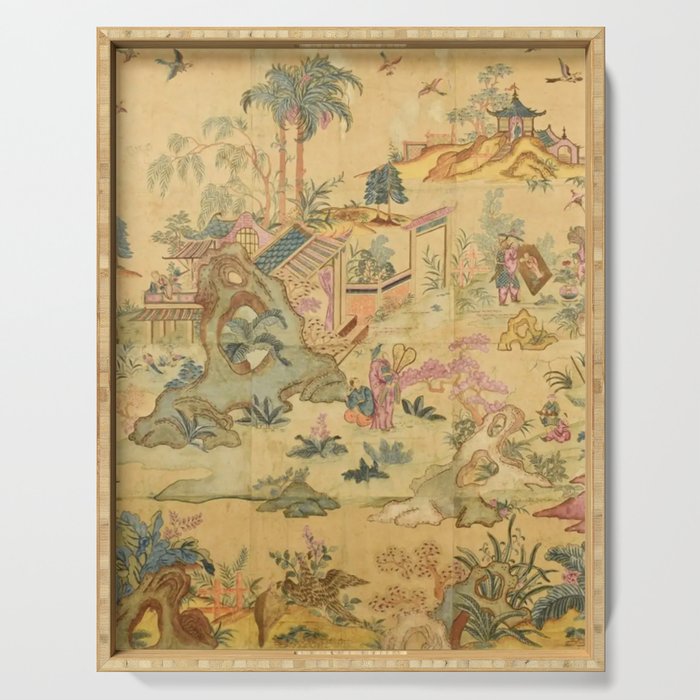 Antique 18th Century French Rococo Chinoiserie Landscape Serving Tray Gallery Image 1