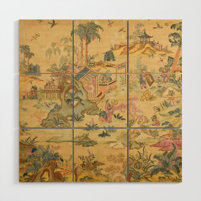 Antique 18th Century French Rococo Chinoiserie Landscape Wood Wall Art Gallery Image 1