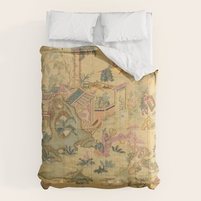 Antique 18th Century French Rococo Chinoiserie Landscape Comforter Gallery Image 6