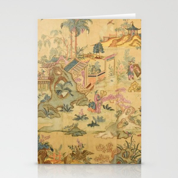 Antique 18th Century French Rococo Chinoiserie Landscape Stationery Card Gallery Image 2
