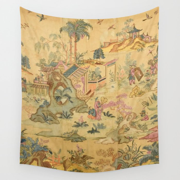 Antique 18th Century French Rococo Chinoiserie Landscape Wall Tapestry Gallery Image 1