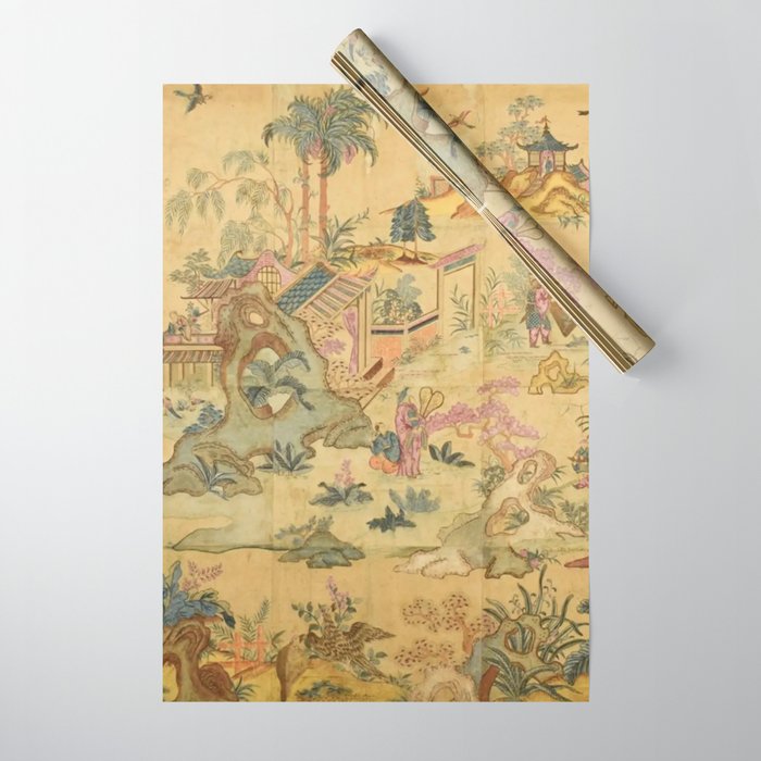 Antique 18th Century French Rococo Chinoiserie Landscape Wrapping Paper Gallery Image 1