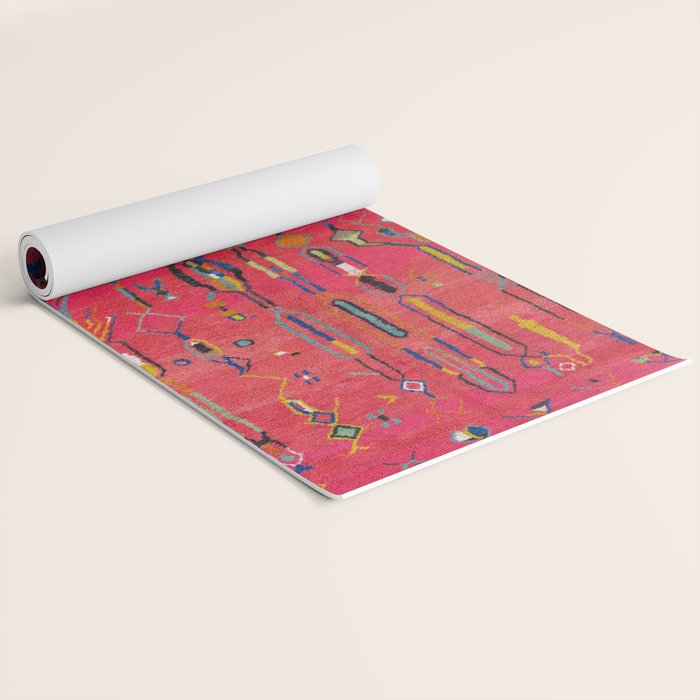 Traditional Moroccan Berber Carpet Arwtork Yoga Mat Gallery Image 2