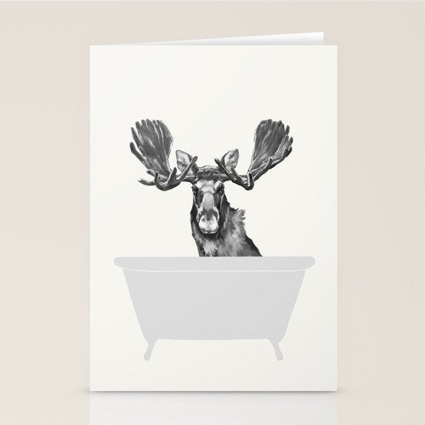 Vintage Moose in Bathtub Stationery Card Gallery Image 2