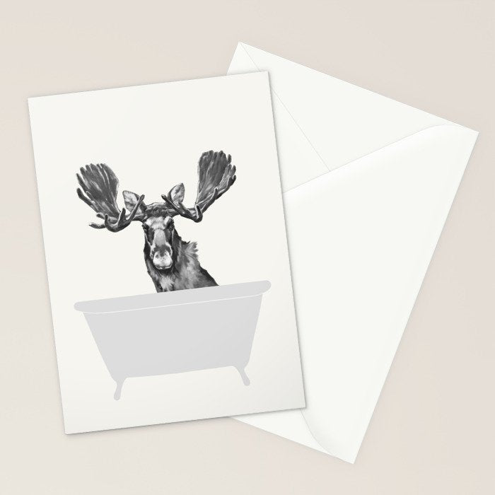 Vintage Moose in Bathtub Stationery Card Gallery Image 2