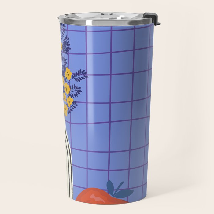Still life with flowers and fruit Travel Mug Gallery Image 2