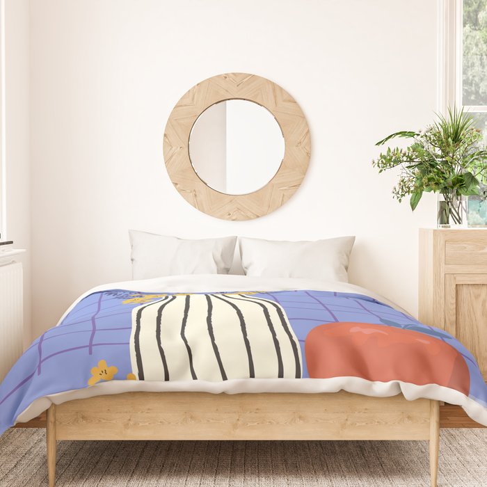 Still life with flowers and fruit Duvet Cover Gallery Image 3