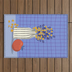 Still life with flowers and fruit Outdoor Rug Gallery Image 1