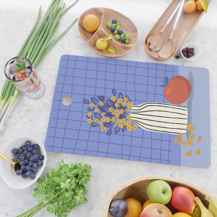 Still life with flowers and fruit Cutting Board Gallery Image 2
