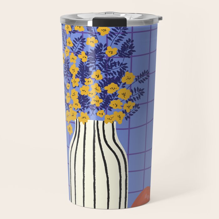 Still life with flowers and fruit Travel Mug Gallery Image 1
