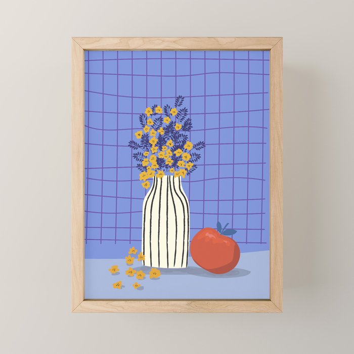 Still life with flowers and fruit Mini Art Print Gallery Image 1