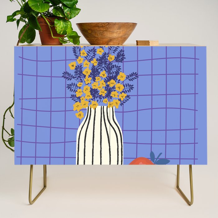 Still life with flowers and fruit Credenza Gallery Image 1