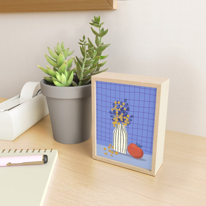 Still life with flowers and fruit Mini Art Print Gallery Image 2